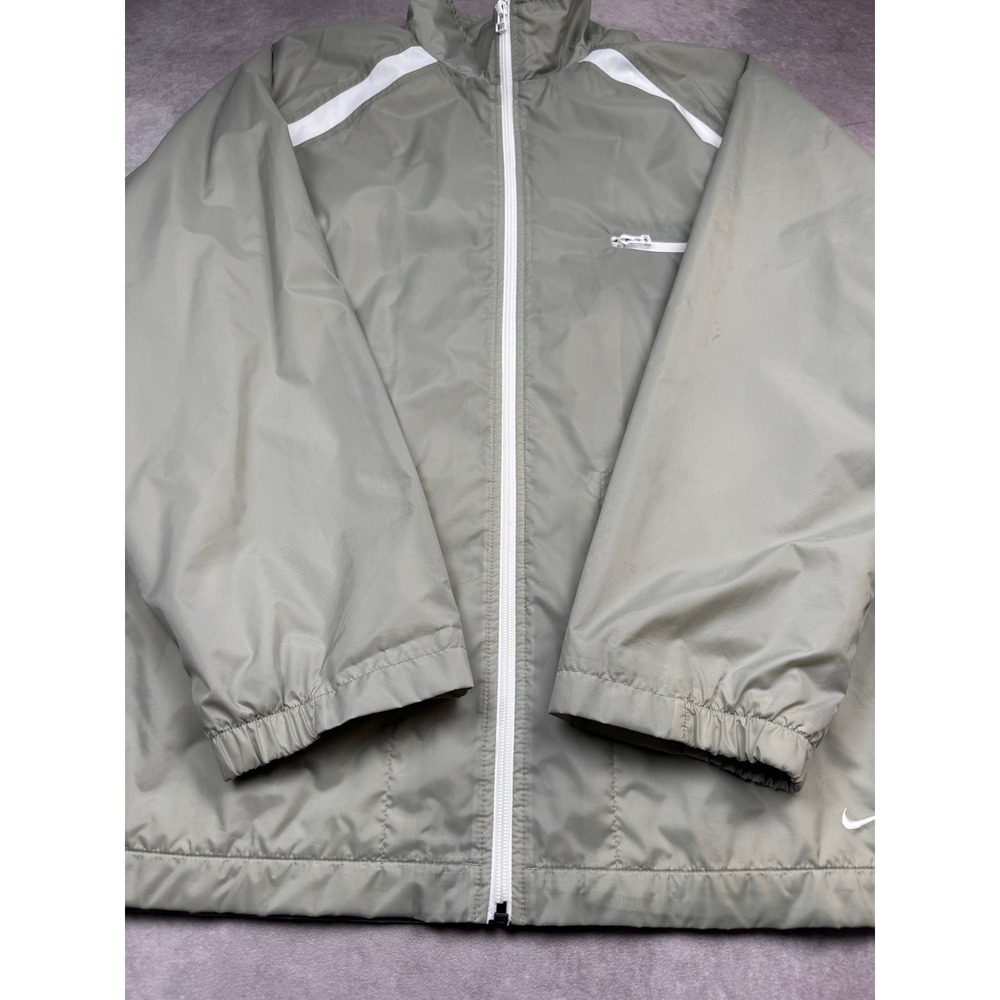 VTG Nike Windbreaker Jacket Mens XXL Gray White Full Zip Mesh Swoosh Y2K 90s - Picture 15 of 16
